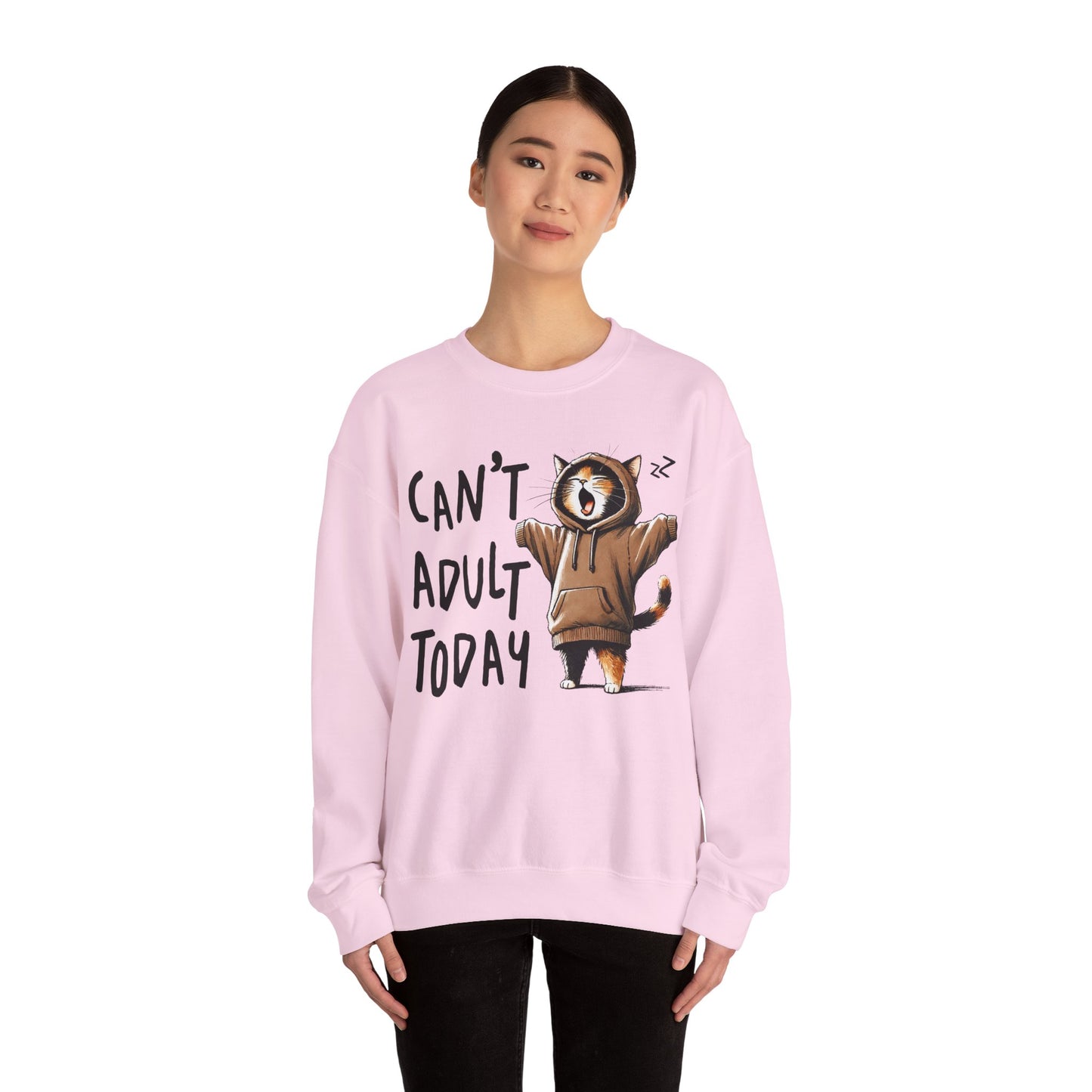 Cat Lover Sweatshirt, Funny Adulting Can't Adult Today, Fur Parents Gift, Crewneck Jumper, Cat Humor, Unisex Pullover