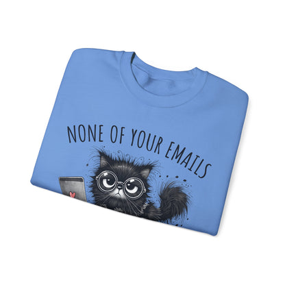 Funny Cat Unisex Sweatshirt, Corporate Humor Gift for Colleague or Boss, Crewneck Jumper, Office Cat Lover Present, Cat Lady Work Apparel