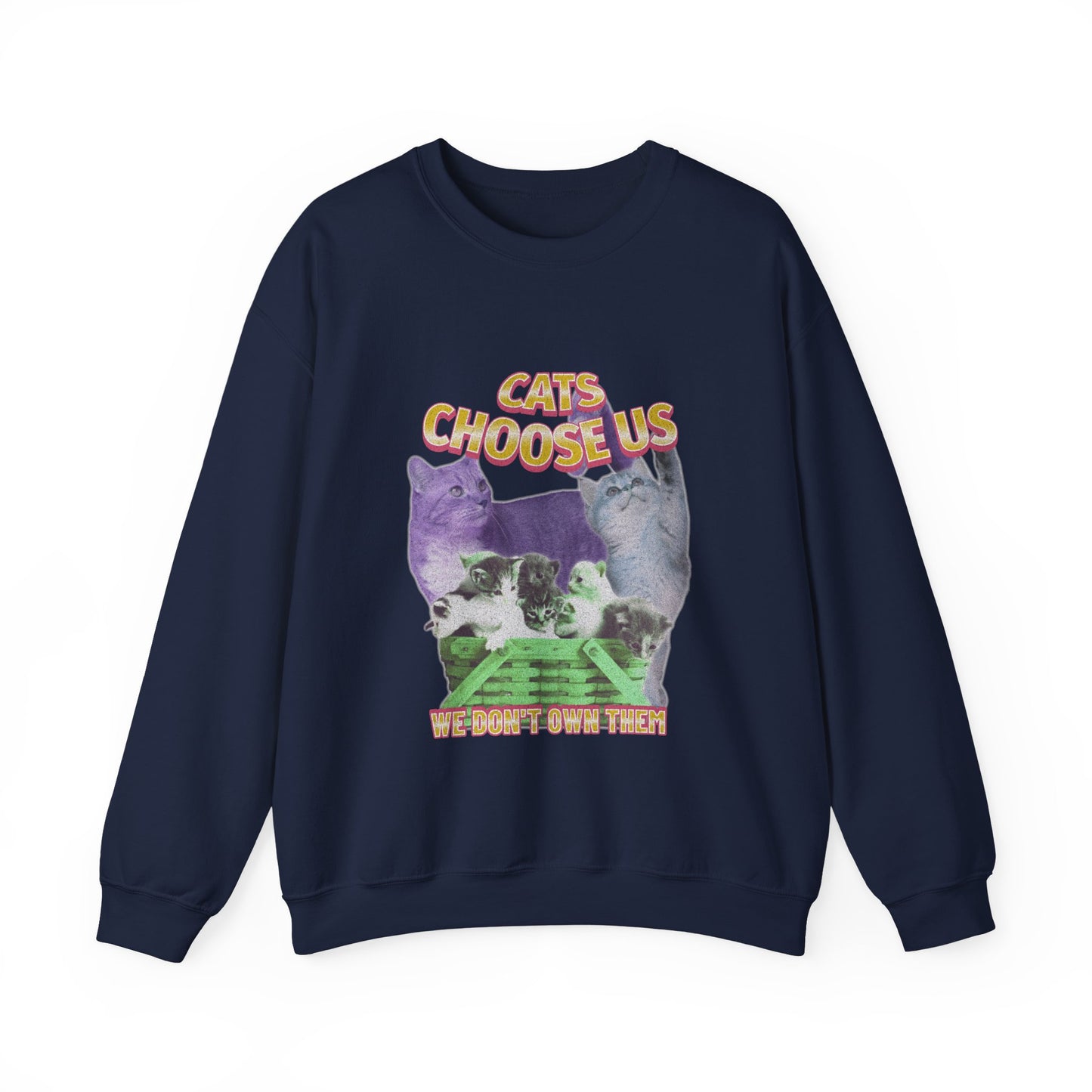 Cats Choose Us, Feline Lovers, Cute Sweatshirt for Fur Parents, Vintage Pullover, Retro College Shirt, Cozy Trendy, Pet Owner Mom Dad Gift