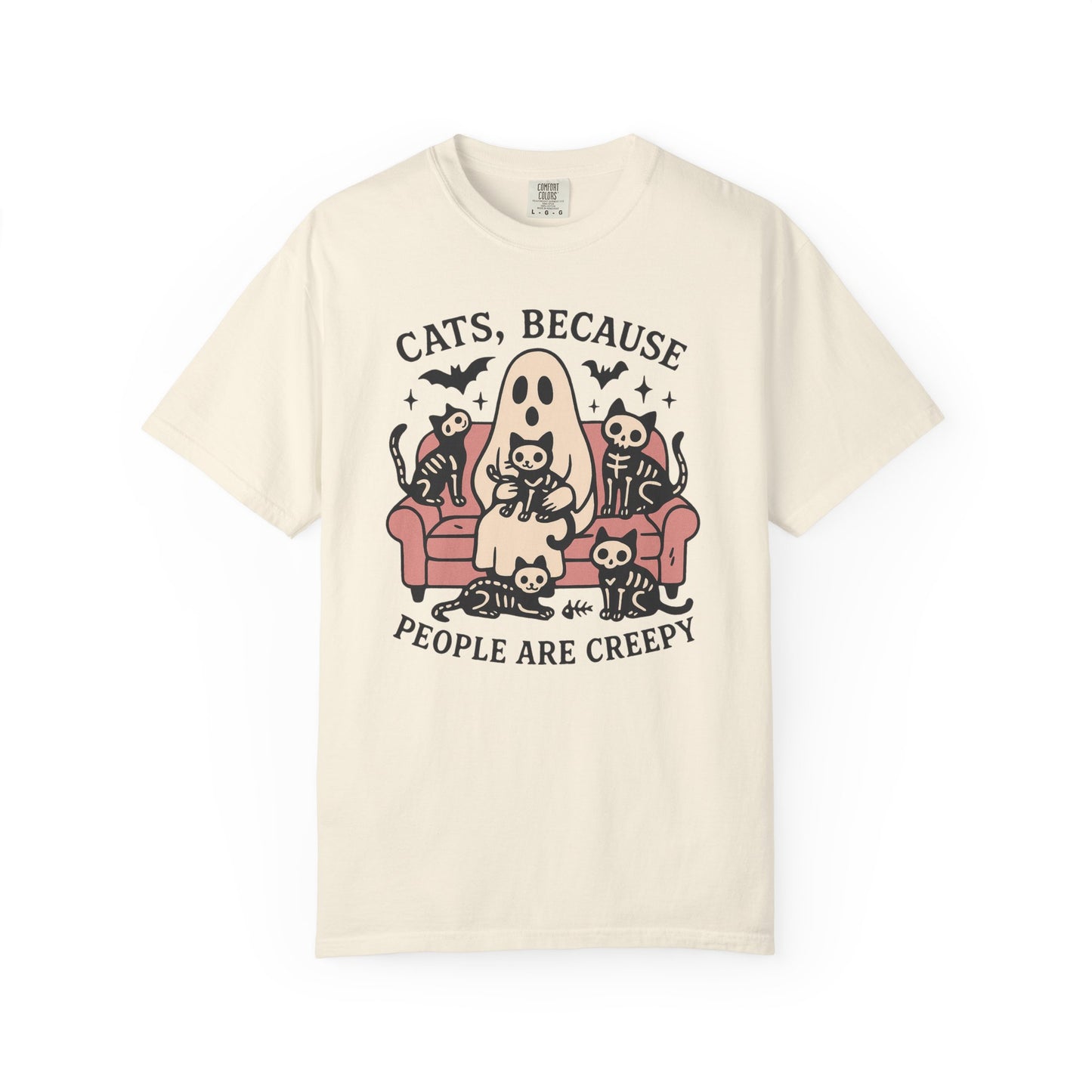 Cats Because People Are Creepy, Funny Cat, Unisex T-shirt, Halloween Shirt, Cat Lover, Haunted Ghost Tee, Spooky Shirt, Halloween Costume