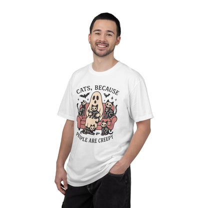 Cats Because People Are Creepy, Funny Cat, Unisex T-shirt, Halloween Shirt, Cat Lover, Haunted Ghost Tee, Spooky Shirt, Halloween Costume