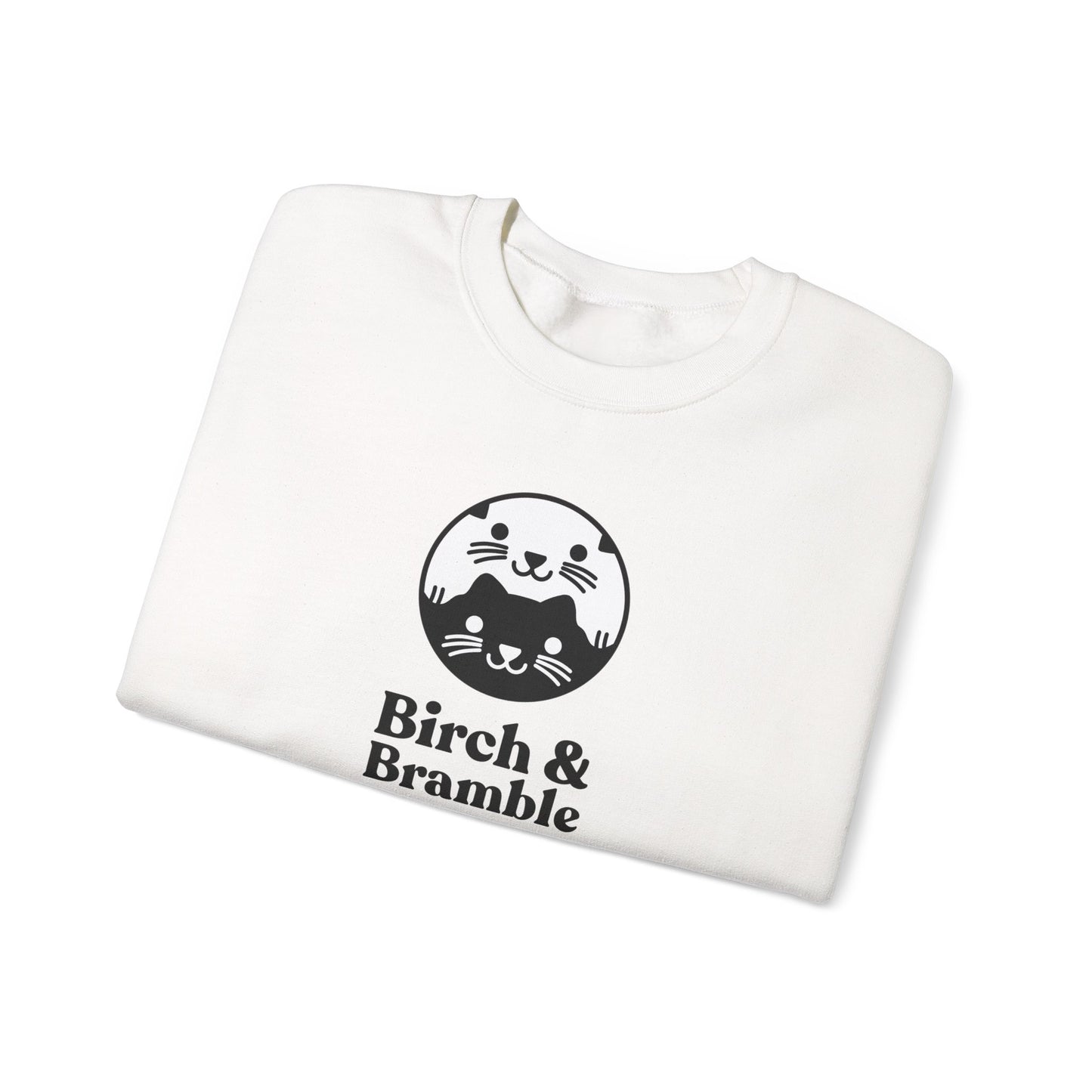 Black & White Cat Logo Sweatshirt — Birch & Bramble Cozy Crewneck