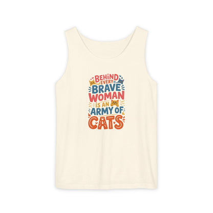 Behind Every Brave Woman Is An Army Of Cats Tank Top | Cat Lover Gift