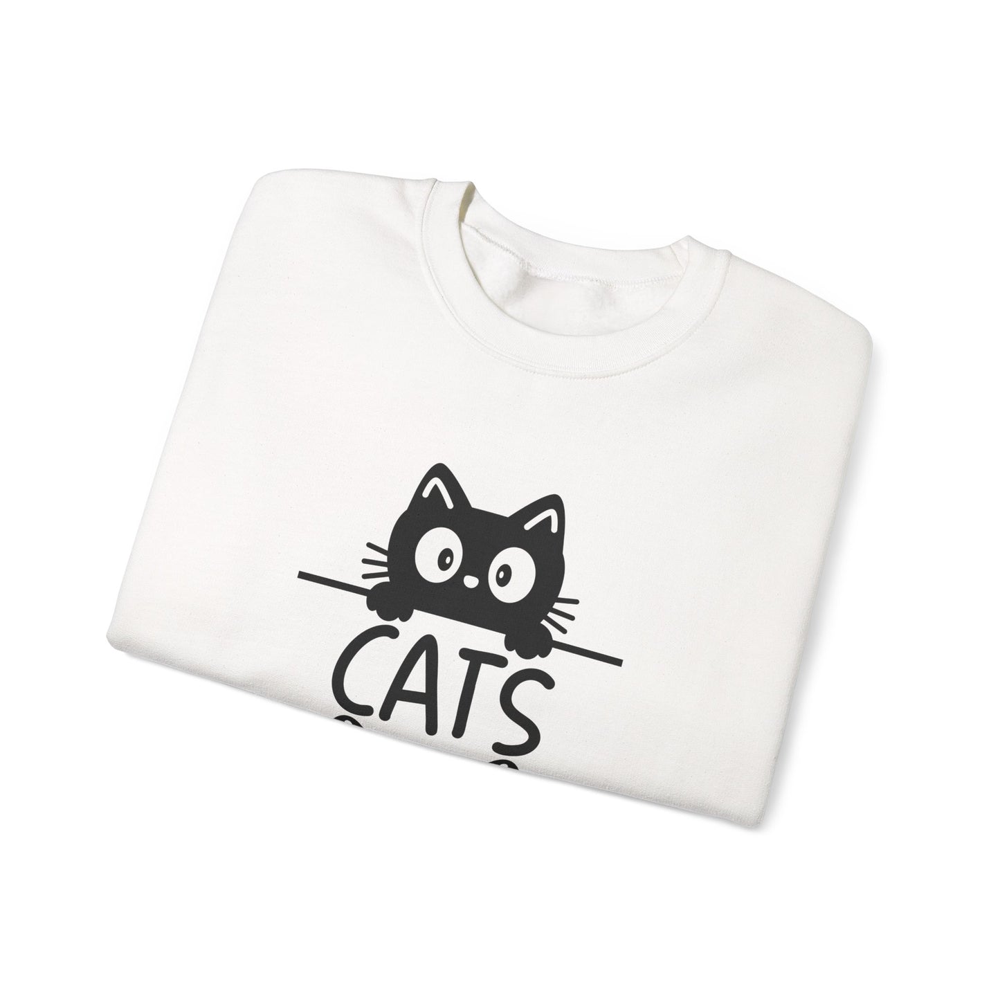 Cats and Coffee Sweatshirt, Funny Cat Mom Dad Pullover, Trendy Cat Lover Sweater, Cozy College Sweatshirt, Quirky Gift for Fur Parents