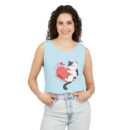 Meow You Bi-Color Cat Valentine Tank Top | Cat Couple Love