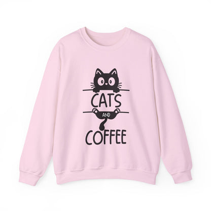 Cats and Coffee Sweatshirt, Funny Cat Mom Dad Pullover, Trendy Cat Lover Sweater, Cozy College Sweatshirt, Quirky Gift for Fur Parents