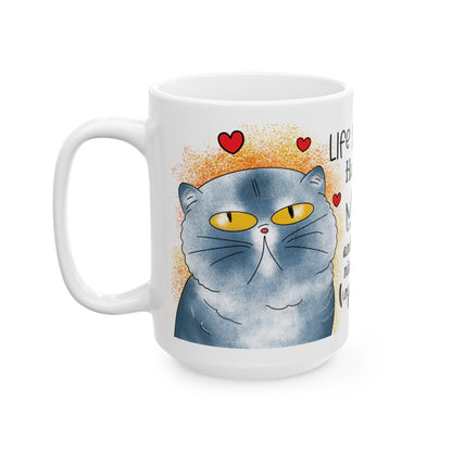 Hug Your Meow Ceramic Mug, Cat Lovers Gift, Coffee Cup, Funny Tea Cup, Pet Owner Present, Colleagues and Friends Gift, Cat Dad, Mom