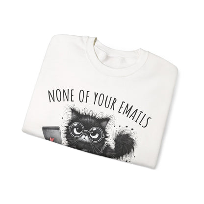 Funny Cat Unisex Sweatshirt, Corporate Humor Gift for Colleague or Boss, Crewneck Jumper, Office Cat Lover Present, Cat Lady Work Apparel