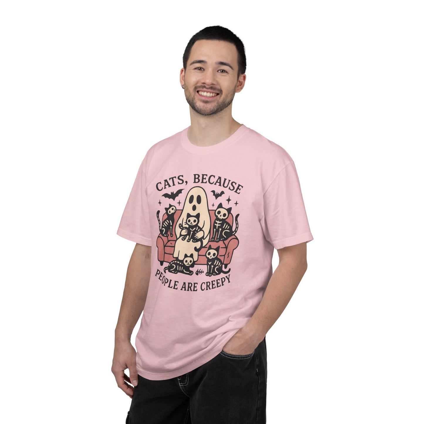 Cats Because People Are Creepy, Funny Cat, Unisex T-shirt, Halloween Shirt, Cat Lover, Haunted Ghost Tee, Spooky Shirt, Halloween Costume
