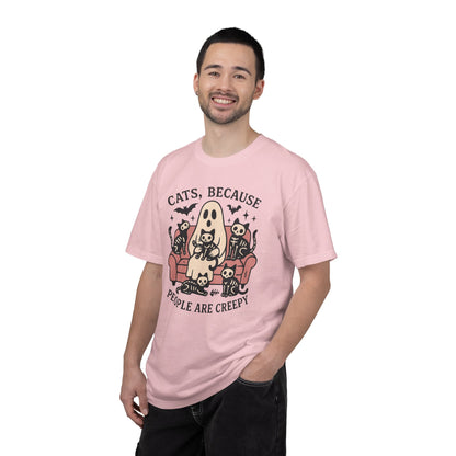 Cats Because People Are Creepy, Funny Cat, Unisex T-shirt, Halloween Shirt, Cat Lover, Haunted Ghost Tee, Spooky Shirt, Halloween Costume