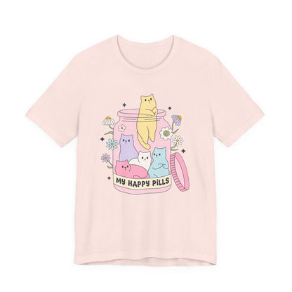 Mental Health Cats TShirt, My Happy Cat Pills, Cute Cat Lover Tee, Mental Health Awareness Shirt, Positive Vibes, Quirky, Self Care Clothing