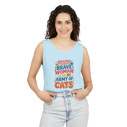Behind Every Brave Woman Is An Army Of Cats Tank Top | Cat Lover Gift