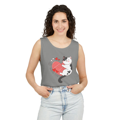 Meow You Bi-Color Cat Valentine Tank Top | Cat Couple Love