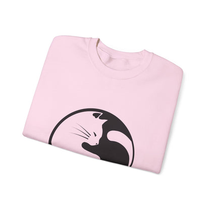 Yin Yang Cats, Feline Lovers, Cute Sweatshirt for Fur Parents, Kawaii Pullover, Black and White Cat, Cozy Trendy, Pet Owner Mom Dad Gift