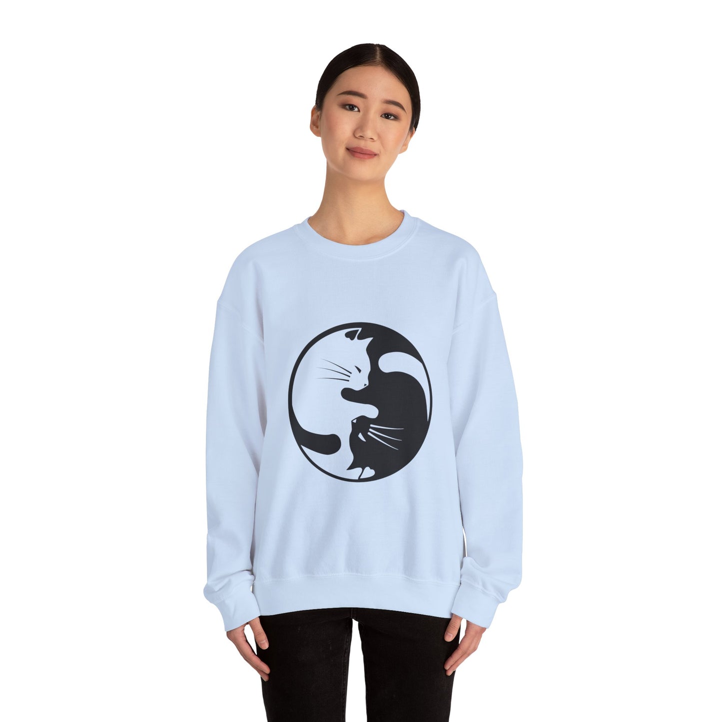 Yin Yang Cats, Feline Lovers, Cute Sweatshirt for Fur Parents, Kawaii Pullover, Black and White Cat, Cozy Trendy, Pet Owner Mom Dad Gift