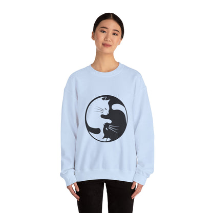 Yin Yang Cats, Feline Lovers, Cute Sweatshirt for Fur Parents, Kawaii Pullover, Black and White Cat, Cozy Trendy, Pet Owner Mom Dad Gift
