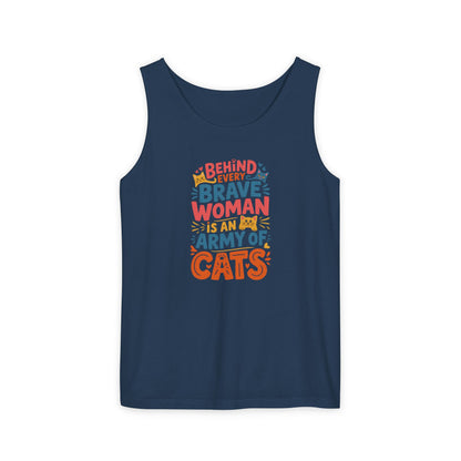 Behind Every Brave Woman Is An Army Of Cats Tank Top | Cat Lover Gift