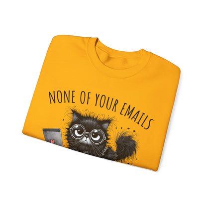Funny Cat Unisex Sweatshirt, Corporate Humor Gift for Colleague or Boss, Crewneck Jumper, Office Cat Lover Present, Cat Lady Work Apparel