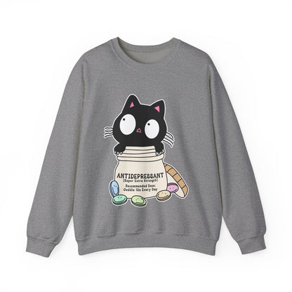 Cat as Antidepressant, College Sweatshirt, Gift For Fur Parent, Cat Mom, Cat Dad, Funny Cat Lover Sweater, Kawaii Shirt, Mental Health Humor