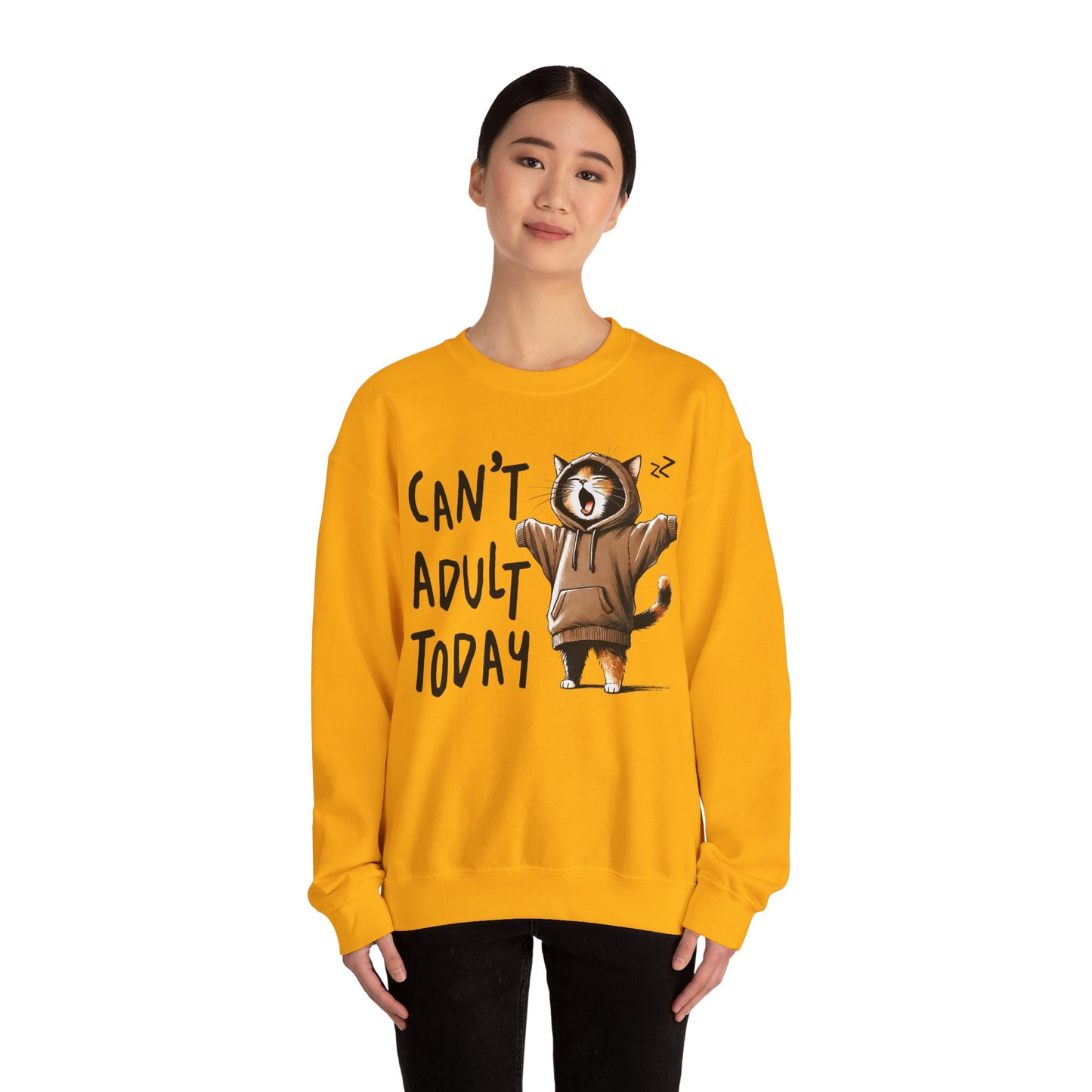 Cat Lover Sweatshirt, Funny Adulting Can't Adult Today, Fur Parents Gift, Crewneck Jumper, Cat Humor, Unisex Pullover
