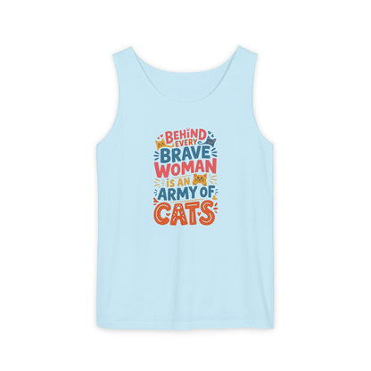 Behind Every Brave Woman Is An Army Of Cats Tank Top | Cat Lover Gift