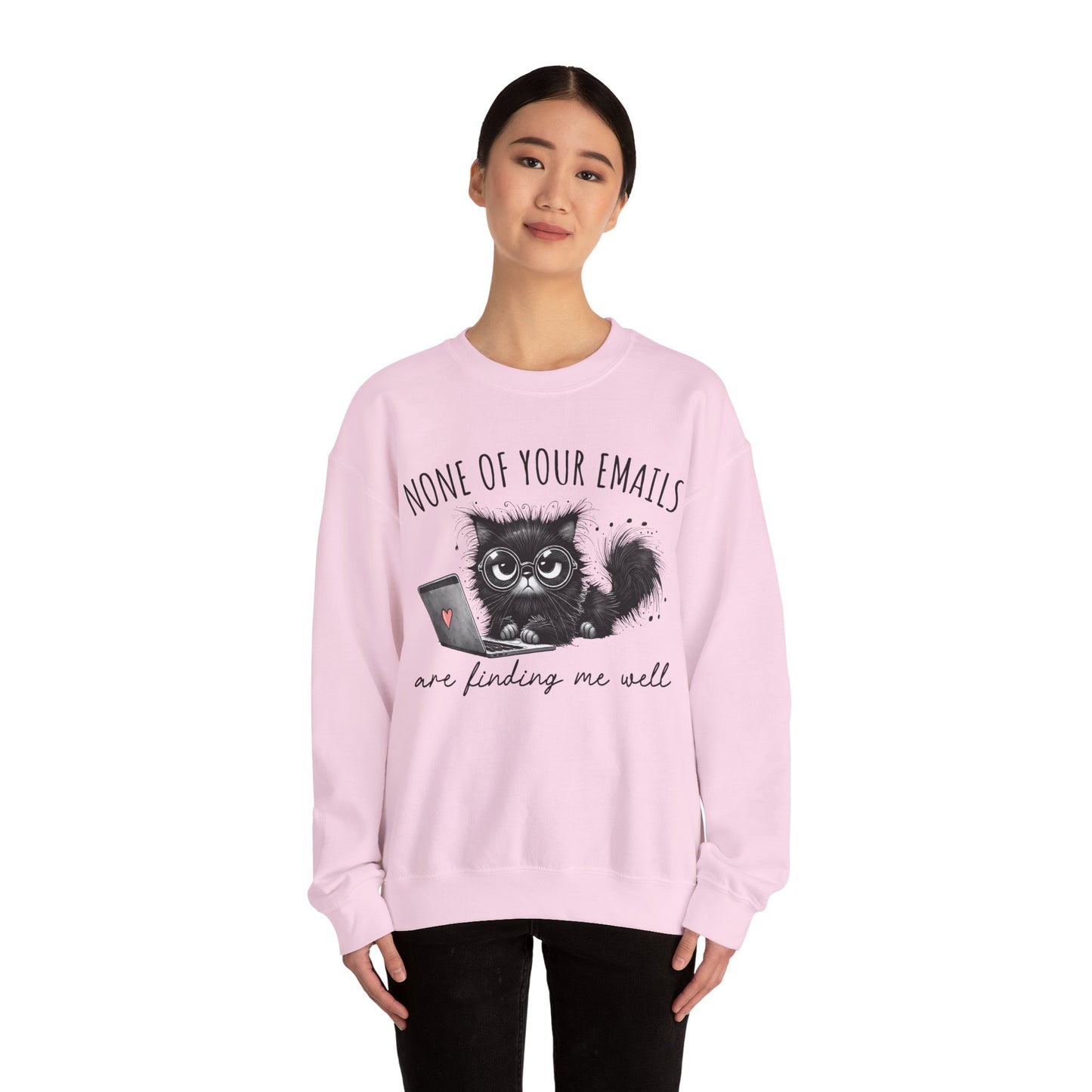 Funny Cat Unisex Sweatshirt, Corporate Humor Gift for Colleague or Boss, Crewneck Jumper, Office Cat Lover Present, Cat Lady Work Apparel