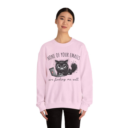 Funny Cat Unisex Sweatshirt, Corporate Humor Gift for Colleague or Boss, Crewneck Jumper, Office Cat Lover Present, Cat Lady Work Apparel