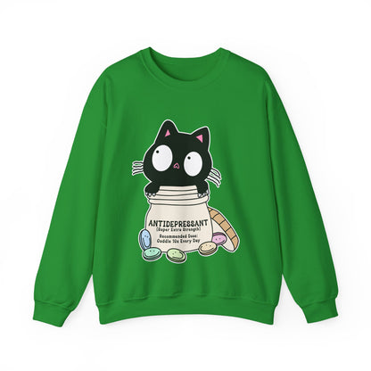 Cat as Antidepressant, College Sweatshirt, Gift For Fur Parent, Cat Mom, Cat Dad, Funny Cat Lover Sweater, Kawaii Shirt, Mental Health Humor