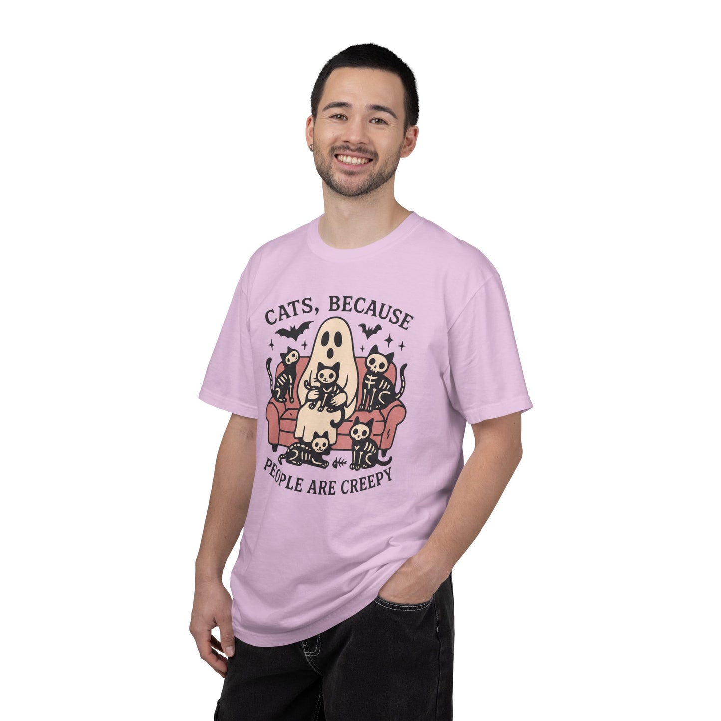 Cats Because People Are Creepy, Funny Cat, Unisex T-shirt, Halloween Shirt, Cat Lover, Haunted Ghost Tee, Spooky Shirt, Halloween Costume