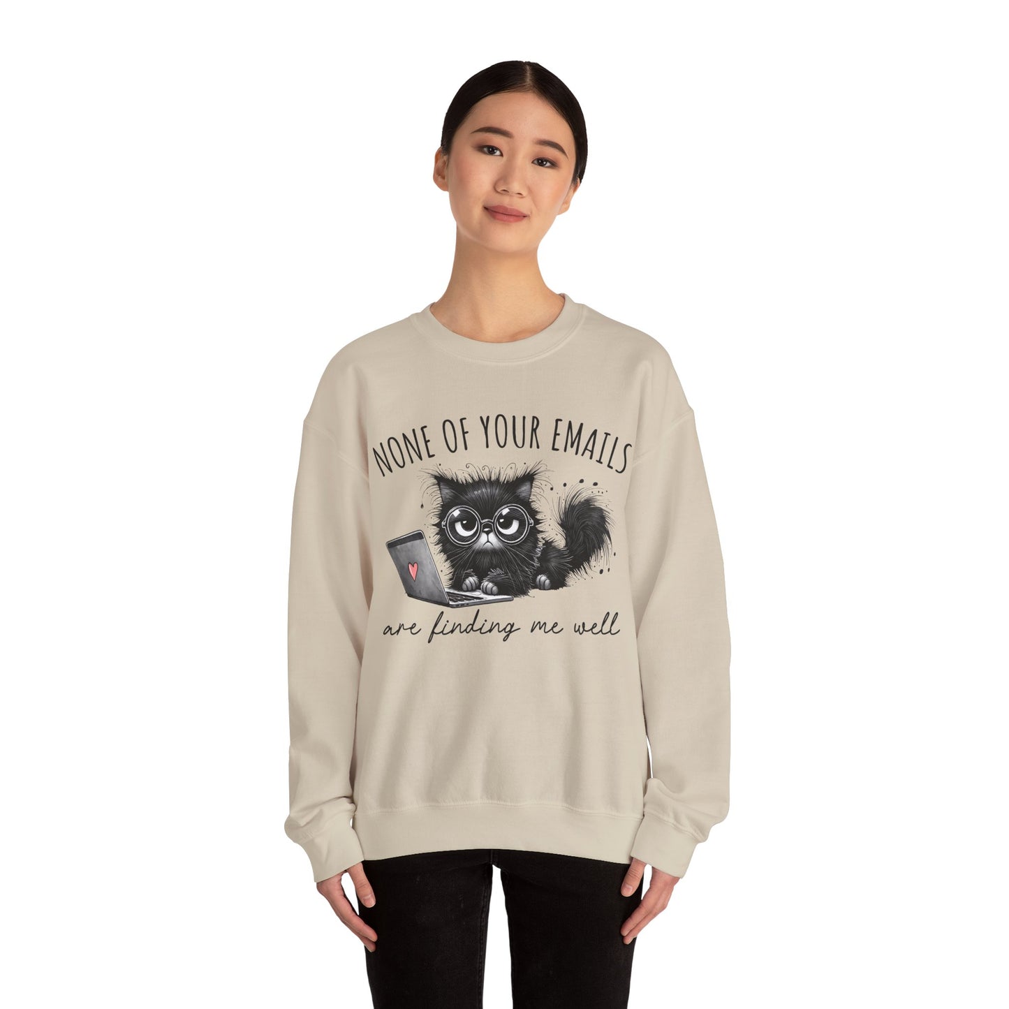 Funny Cat Unisex Sweatshirt, Corporate Humor Gift for Colleague or Boss, Crewneck Jumper, Office Cat Lover Present, Cat Lady Work Apparel