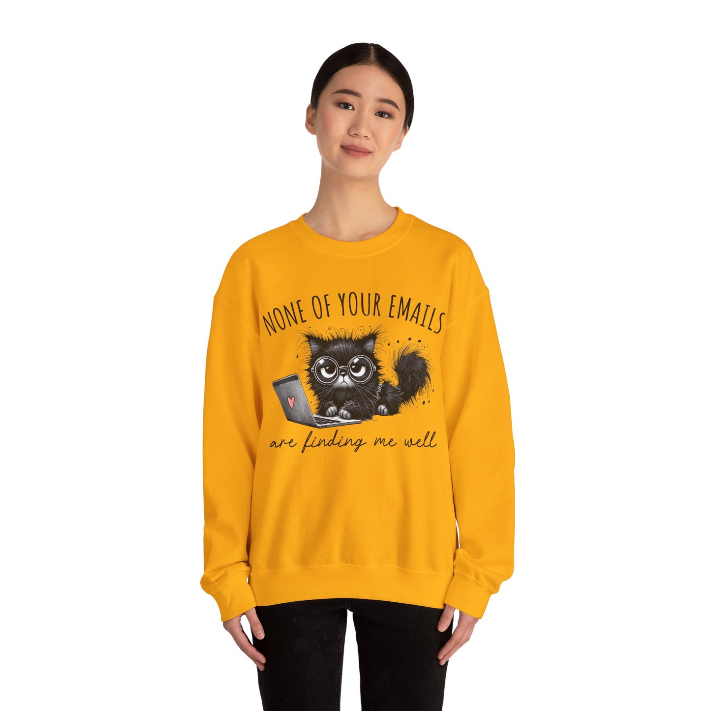 Funny Cat Unisex Sweatshirt, Corporate Humor Gift for Colleague or Boss, Crewneck Jumper, Office Cat Lover Present, Cat Lady Work Apparel
