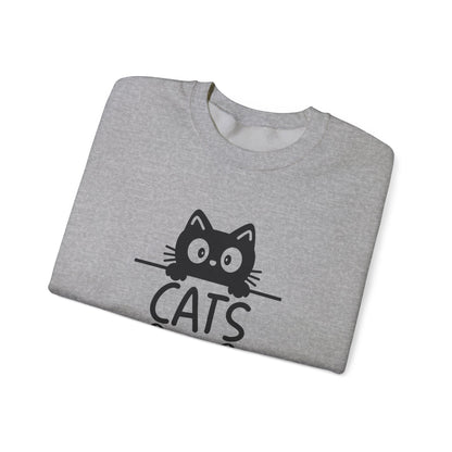 Cats and Coffee Sweatshirt, Funny Cat Mom Dad Pullover, Trendy Cat Lover Sweater, Cozy College Sweatshirt, Quirky Gift for Fur Parents