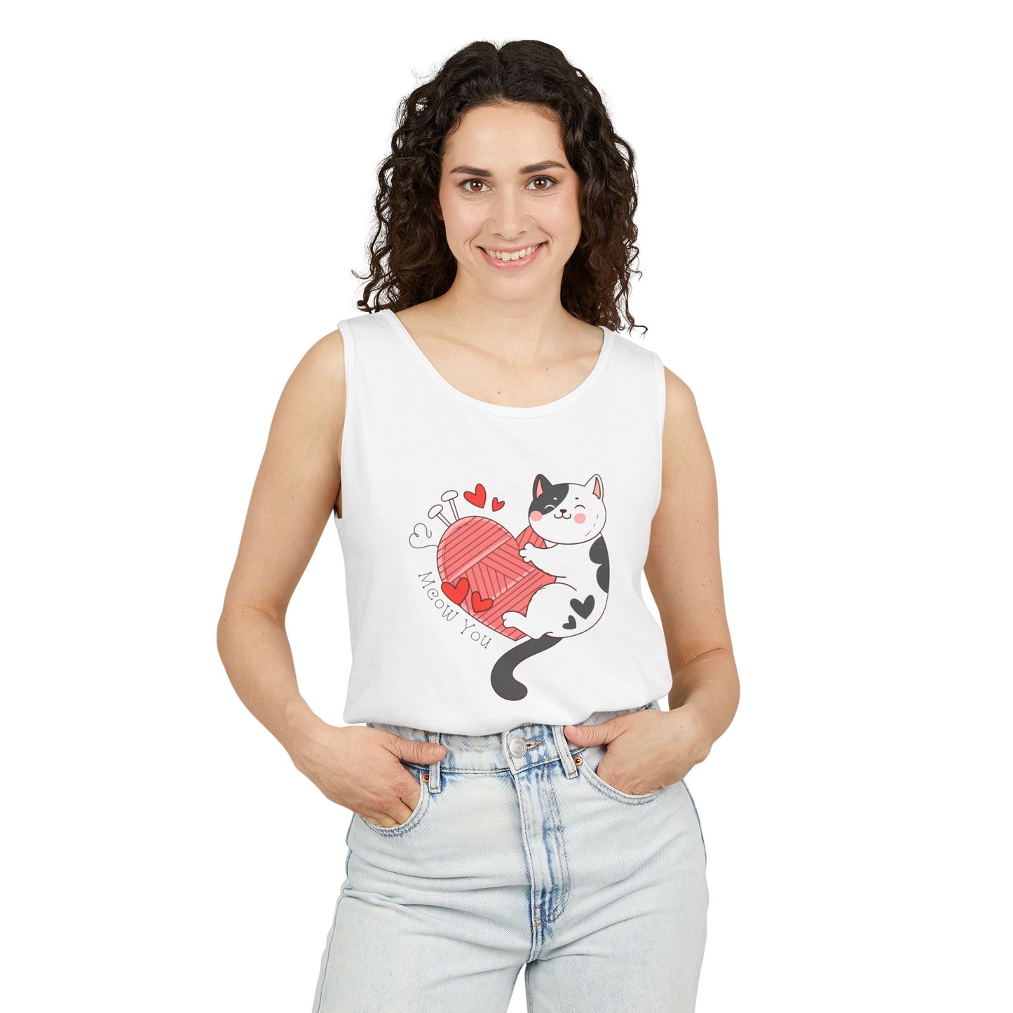 Meow You Bi-Color Cat Valentine Tank Top | Cat Couple Love