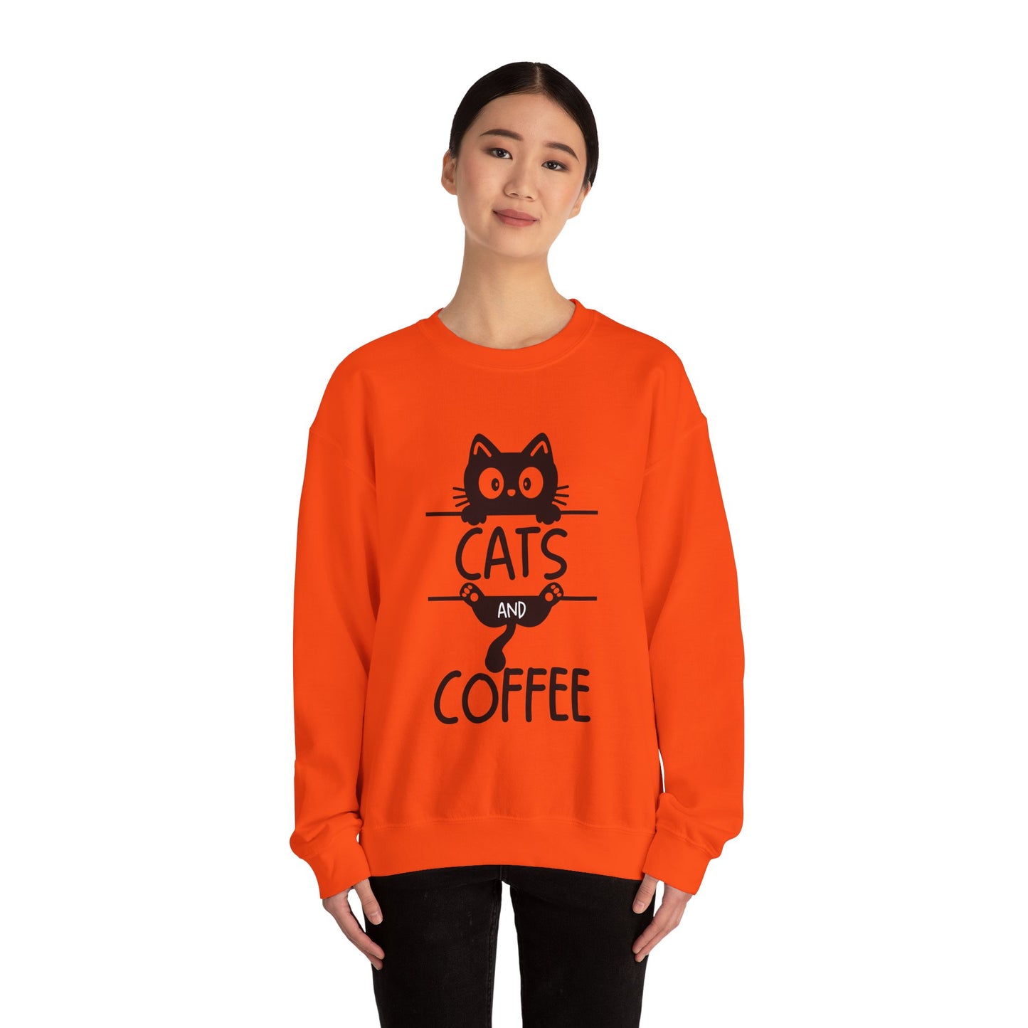 Cats and Coffee Sweatshirt, Funny Cat Mom Dad Pullover, Trendy Cat Lover Sweater, Cozy College Sweatshirt, Quirky Gift for Fur Parents