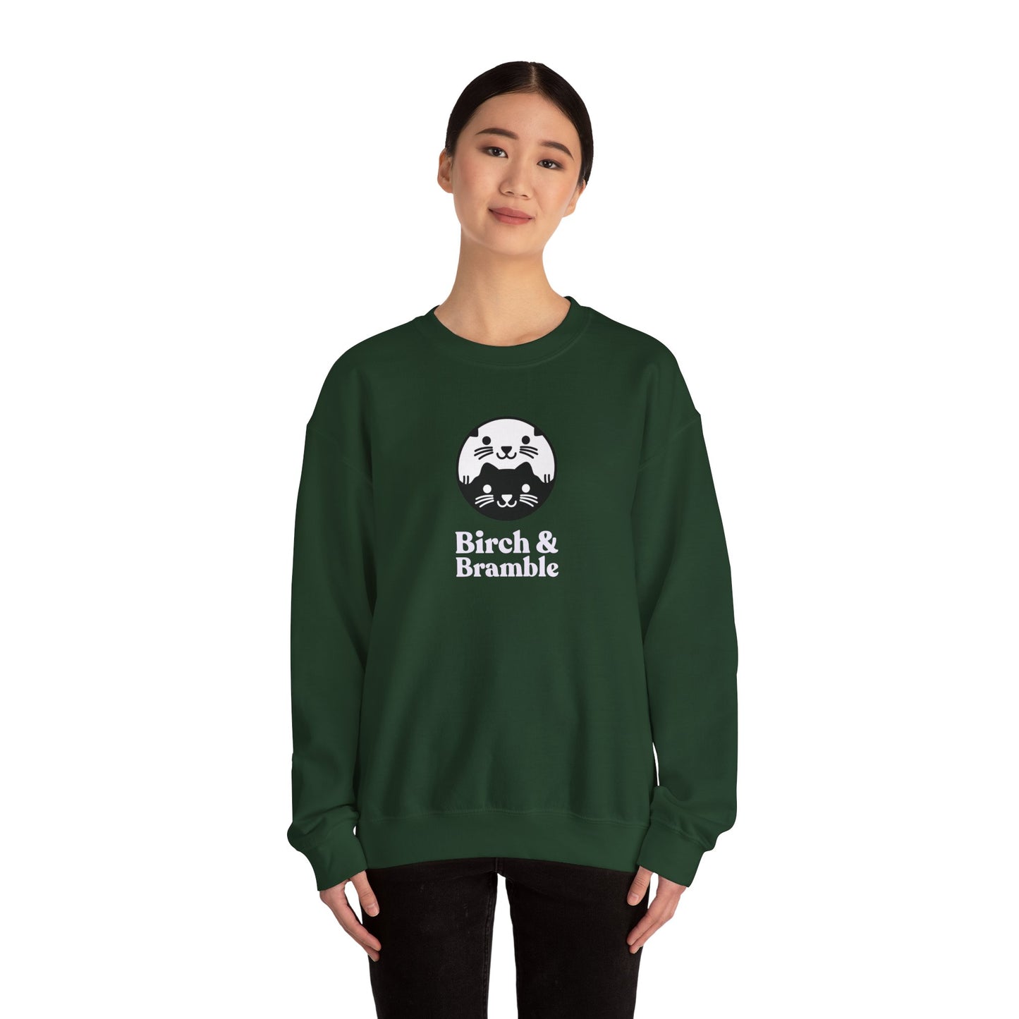 Black & White Cat Logo Sweatshirt — Birch & Bramble Cozy Crewneck