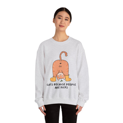 Cats Because People Are Dicks, Cat Mom, Cat Dad, Trendy Sweater, Cat Lovers, Quirky Gift, Fur Parents, Funny Fat Cat, College Sweatshirt