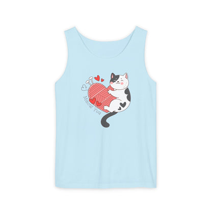 Meow You Bi-Color Cat Valentine Tank Top | Cat Couple Love