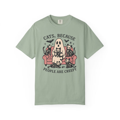 Cats Because People Are Creepy, Funny Cat, Unisex T-shirt, Halloween Shirt, Cat Lover, Haunted Ghost Tee, Spooky Shirt, Halloween Costume