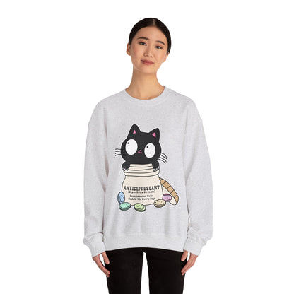 Cat as Antidepressant, College Sweatshirt, Gift For Fur Parent, Cat Mom, Cat Dad, Funny Cat Lover Sweater, Kawaii Shirt, Mental Health Humor