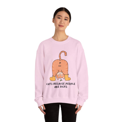 Cats Because People Are Dicks, Cat Mom, Cat Dad, Trendy Sweater, Cat Lovers, Quirky Gift, Fur Parents, Funny Fat Cat, College Sweatshirt