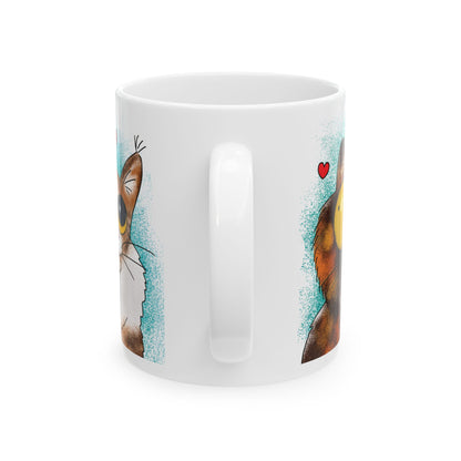 Hug Your Meow Ceramic Mug, Cat Lovers Gift, Coffee Cup, Funny Tea Cup, Pet Owner Present, Colleagues and Friends Gift, Cat Dad, Mom