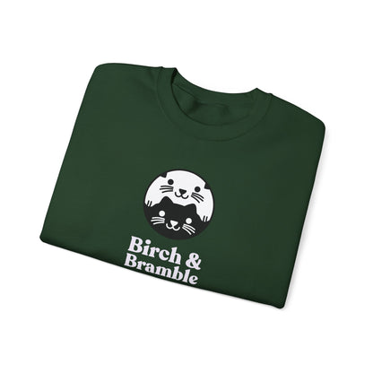Black & White Cat Logo Sweatshirt — Birch & Bramble Cozy Crewneck