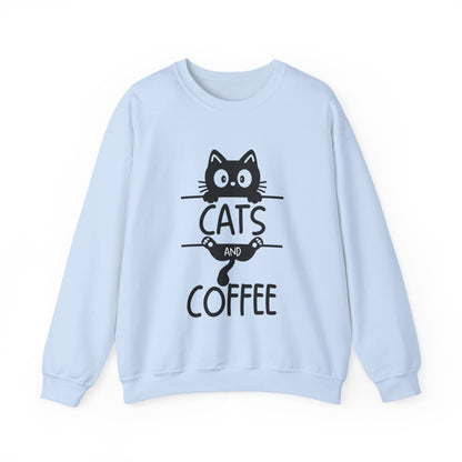 Cats and Coffee Sweatshirt, Funny Cat Mom Dad Pullover, Trendy Cat Lover Sweater, Cozy College Sweatshirt, Quirky Gift for Fur Parents