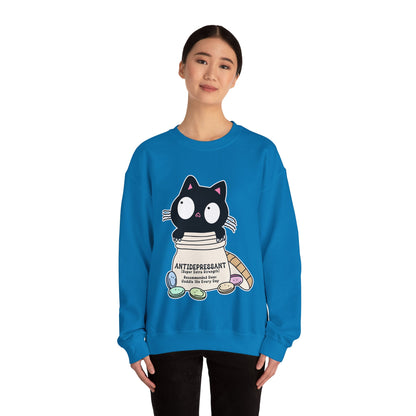 Cat as Antidepressant, College Sweatshirt, Gift For Fur Parent, Cat Mom, Cat Dad, Funny Cat Lover Sweater, Kawaii Shirt, Mental Health Humor