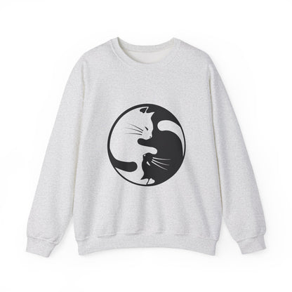 Yin Yang Cats, Feline Lovers, Cute Sweatshirt for Fur Parents, Kawaii Pullover, Black and White Cat, Cozy Trendy, Pet Owner Mom Dad Gift