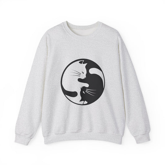 Yin Yang Cats, Feline Lovers, Cute Sweatshirt for Fur Parents, Kawaii Pullover, Black and White Cat, Cozy Trendy, Pet Owner Mom Dad Gift