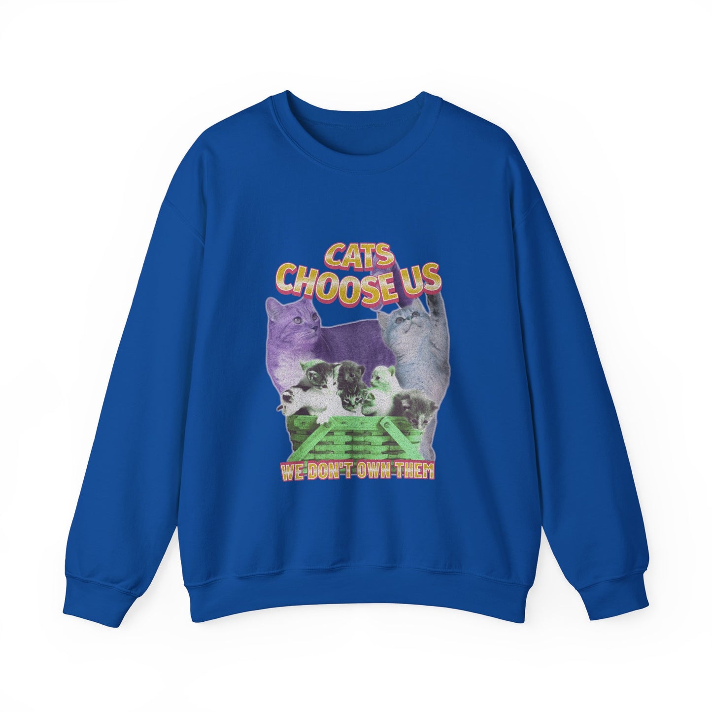 Cats Choose Us, Feline Lovers, Cute Sweatshirt for Fur Parents, Vintage Pullover, Retro College Shirt, Cozy Trendy, Pet Owner Mom Dad Gift