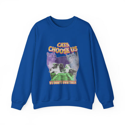 Cats Choose Us, Feline Lovers, Cute Sweatshirt for Fur Parents, Vintage Pullover, Retro College Shirt, Cozy Trendy, Pet Owner Mom Dad Gift