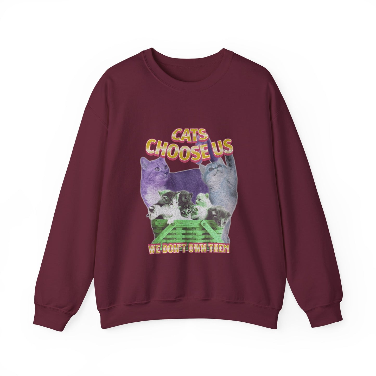 Cats Choose Us, Feline Lovers, Cute Sweatshirt for Fur Parents, Vintage Pullover, Retro College Shirt, Cozy Trendy, Pet Owner Mom Dad Gift