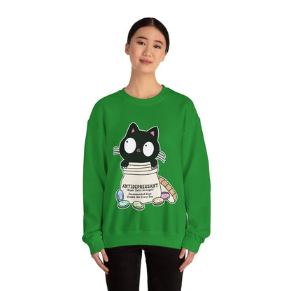 Cat as Antidepressant, College Sweatshirt, Gift For Fur Parent, Cat Mom, Cat Dad, Funny Cat Lover Sweater, Kawaii Shirt, Mental Health Humor